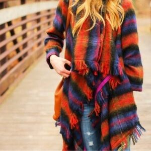 HEI HEI Wool Plaid Tartan Fringe Jacket from Anthropologie
